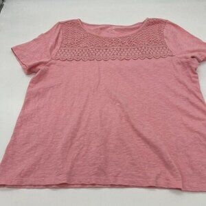 Talbots Pink Lace Embroidered Short Sleeve Top Size XLP